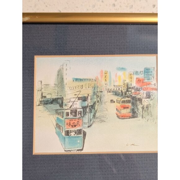 Framed Cityscape Art Watercolor Gold Frame - Picture 12 of 16